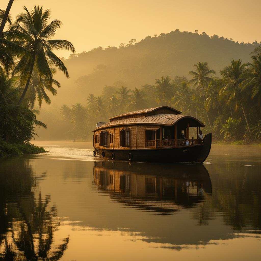 Kerala backwaters at golden hour