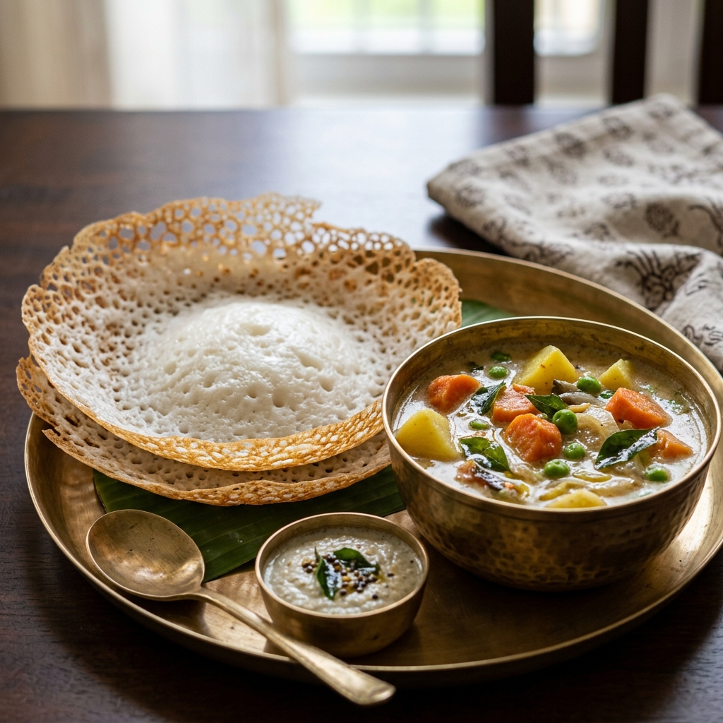 Appam with Vegetable Stew